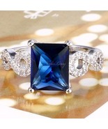 NEW Square Cut 1.5 Carat Blue+White Sapphire Ring~Sterling Silver~Size 7... - $54.69 CAD