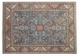 New Imported Antique Look Blue 9x12 Handmade Rug-1292 - £2,092.72 GBP