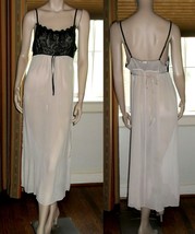 Linea Donatella Black Velvet Lace Bodice  Cream Skirt M Long Nightgown Negligee - £31.74 GBP