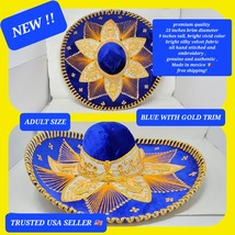 adults dark blue  with gold decorations mexican charro sombrero MARIACHI... - £78.36 GBP