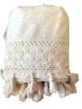 Better Homes and Gardens Shower Curtain 72 x 72 Ivory Cream Tassels Lace - $13.42