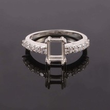 Silver 6x8 mm Octagon Solitaire Engagement Ring Setting Semi Mount ring - £24.36 GBP+