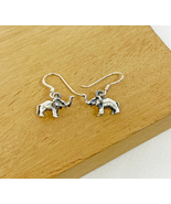 Minimalist Elephant Drop Earrings 925 Sterling Silver, Handmade Safari J... - £24.78 GBP