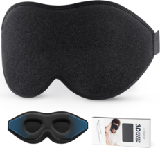 Sleep mask adjustable strap 3D contoured eye cups comfortable black - $13.20