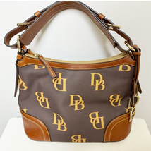 Dooney &amp; Bourke Monogram Hobo Shoulder Bag Leather Brown  - £98.90 GBP