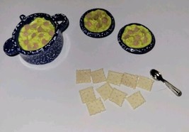 Dollhouse Split Pea And Ham Bowls With Pot Crackers Dinner Lunch  - $10.00