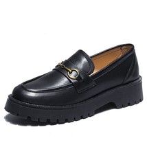 Spring Shoes  Buckle Autumn Retro Women Genuel Leather Girls Daily Casual Loafer - £45.00 GBP