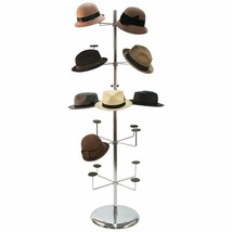 Hat Millinery Round Stand Retail Store Floor Display Rack 4 Levels 20 Ca... - £186.99 GBP