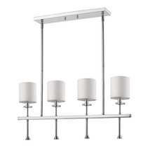 Kara 4-Light Polished Nickel Island Pendant With Fabric Shades And Cryst... - $725.62