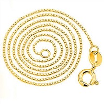 18 K Yellow Gold Italian Silver .925 Box Chain 1 Mm 18 Inches Hallmarked - £12.16 GBP