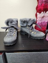 Size 9M Jack Rogers Grey Gay Charlie Faux Fur-Lined Suede Winter Boots - $18.70