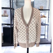 NWOT Cupcakes &amp; Cashmere Womens Cream Brown Cardigan Buttons Sweater Sof... - $23.47