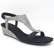 Alfani Women Slingback Cork Wedge Sandals Vacanzaa Size US 10M Black Spotted - £17.01 GBP