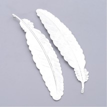 2 Metal Bookmarks Shiny Silver Feather Pendants 2 Sided - £4.66 GBP