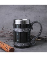 Viking Rune Beer Mug Stainless Steel Tankard Resin Texture Coffee Cup No... - £33.93 GBP