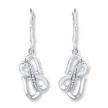 1/10Ct Round Simulated Diamond Sterling Silver Infinity Heart Dangle Earrings - £61.65 GBP