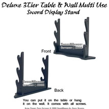 Deluxe 3Tier Table Wall Mount Multi Function Samurai Katana Sword Displa... - $12.85