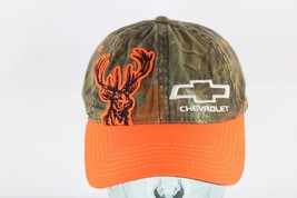 Vintage Faded Spell Out Chevrolet Deer Buck Camouflage Strapback Hat Cap Cotton - £23.42 GBP