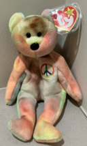 Peace Bear Ty Beanie Babies Collection Hang &amp; Tush Tag Protector 2/1/1996 - $4.90
