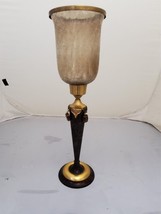 Tall Gold and Brown Antique Art Deco Table Candle Holder - $14.85