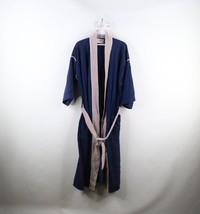 Vintage 70s Streetwear Mens Large Distressed Velour Color Block Belted Bath Robe - £38.68 GBP