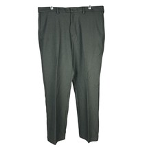 Mens H Haggar Dark Gray Dress Pants 36X30 Polyester Flat Front Trousers - $19.10
