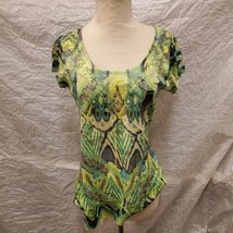 NWT Apt. 9 Women&#39;s Green Patterned T-Shirt, Size M - £35.60 GBP