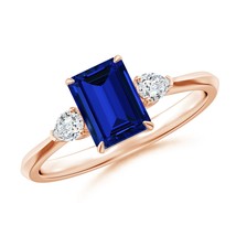 ANGARA Lab-Grown Ct 1.15 Blue Sapphire &amp; Diamond Ring in 14K Solid Gold - £684.36 GBP