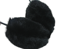 Black Fluffy Faux Fur Earmuffs Over The Head Winter Warmer Thick Plush B... - £10.03 GBP