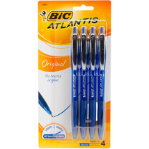 BIC Atlantis Original Retractable Ballpoint Pens 4/Pkg-Blue. - £11.05 GBP