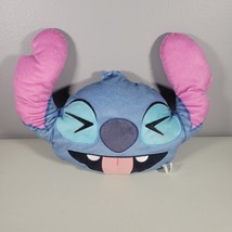 Disney Emoji Stitch Head Plush Pillow Blue Tongue Out Squinted Eye Trave... - £10.04 GBP