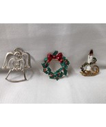 Vintage Christmas Brooch Lot Wreath, Candlestick And Angel Unbranded - £11.76 GBP