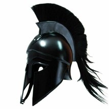 Medieval Ancient Costume Armor Roman Greek Corinthian Helmet with Black Plume - £57.11 GBP