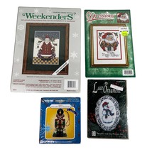 Lot of 4 Christmas Counted Cross Stitch Kits Santa Snowman Oranament New  - $29.69