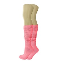 Neon Pink Slouch Socks for Women 80&#39;s Extra Long Heavy Scrunchie Socks - $9.80+