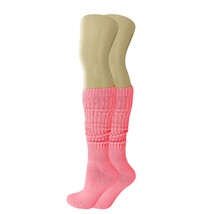 Neon Pink Slouch Socks for Women 80&#39;s Extra Long Heavy Scrunchie Socks - £7.44 GBP+