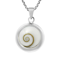 Mesmerizing Nature Round Maze Shiva Shell Inlay Sterling Silver Necklace - £15.17 GBP