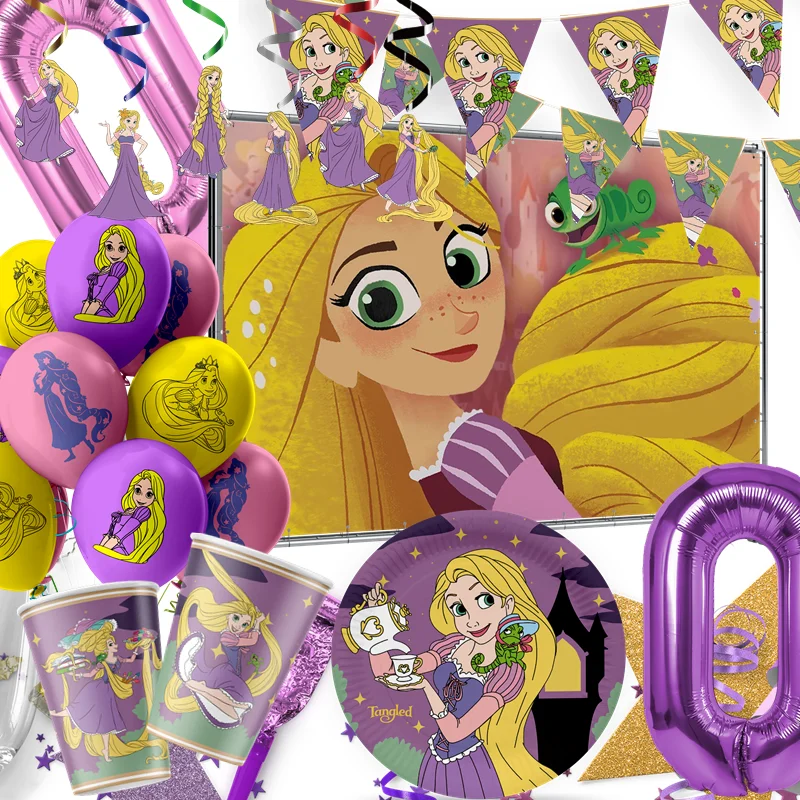 Disney Tangled Rapunzel Princess Party Birthday Supplies Decor BackdropTablewa - £7.94 GBP+