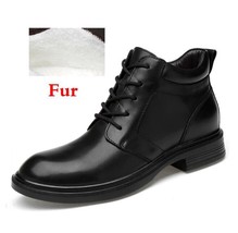 Plus Size Men Boots Leather Men Snow Boots Warm &amp;Plush Lace Up Winter Shoes High - £84.74 GBP
