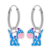 Cartoon Dinosaur 925 Silver Hoop Earrings - £13.41 GBP
