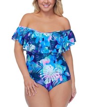 Raisins Curve Womens Trendy Plus Size Vieques Tortuga One-Piece Swimsuit 16W - £36.72 GBP