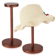 2 Pieces Brown Hat Rack Stand Rustic Wood Hat Holder Stand Vintage Hat Display S - £29.60 GBP