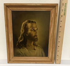 Vintage 1941 Large Framed &quot;HEAD OF CHRIST&quot; Litho Warner Sallman -Kriebel... - $78.39
