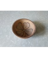 Antique Hand Turned Made Wood Bowl Primitive Trinket 4 Leaf Clover Signed  - £7.57 GBP