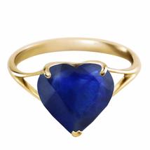 14K SOLID GOLD RING WITH NATURAL 10.0 MM HEART SAPPHIRE - £567.23 GBP