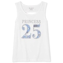 The Children&#39;s Place Girls&#39; Glitter Cut Out Tank Top (Simplywht, 2XL (16) - £9.94 GBP