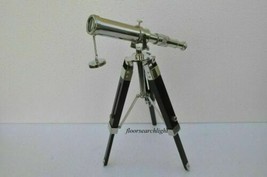 Solid Brass Chrome 10&quot; Telescope With Tripod Stand Decorative Maritime Decor - £108.88 GBP