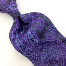 Merona Tie Paisley Brocade Art Nouveau Silk Purple Necktie Woven Gray I20-165 - £12.68 GBP