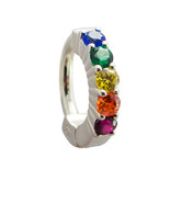Sterling Silver Navel Ring Pave Set with 5 Large Rainbow Coloured CZs - ... - £54.91 GBP