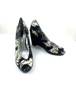 Nine West Wedge heels Women 10M Yamaris Shoes Black White Floral Slip On... - $19.62